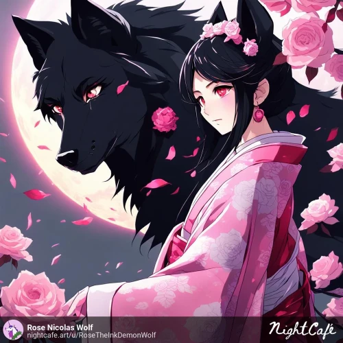 Rose and a Wolf (AI created)