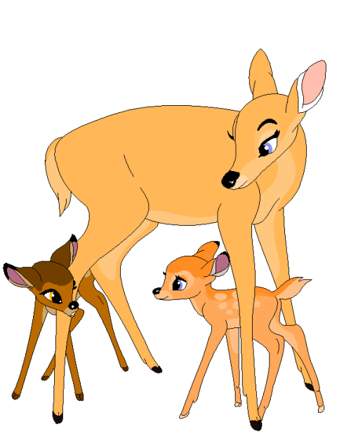 Doe and two fawns